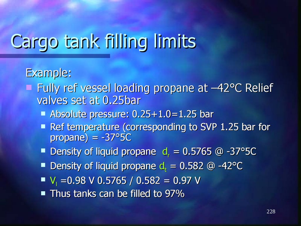 Cargo tank filling limits