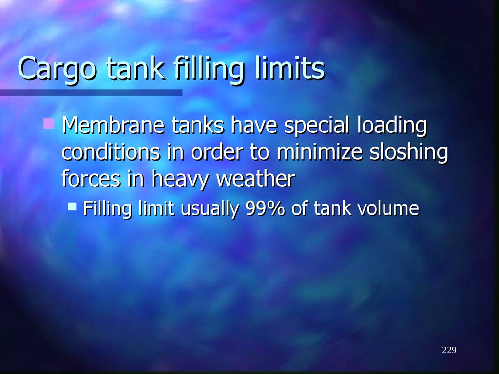 Cargo tank filling limits