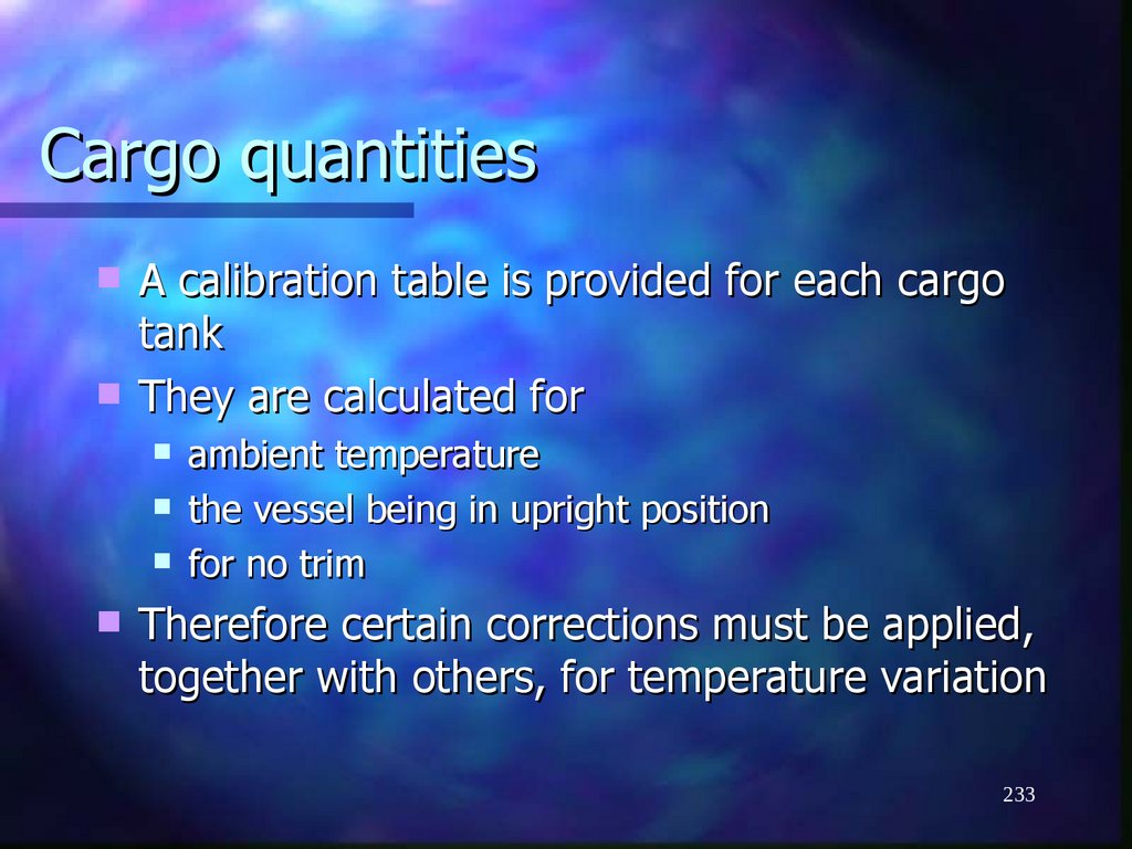 Cargo quantities