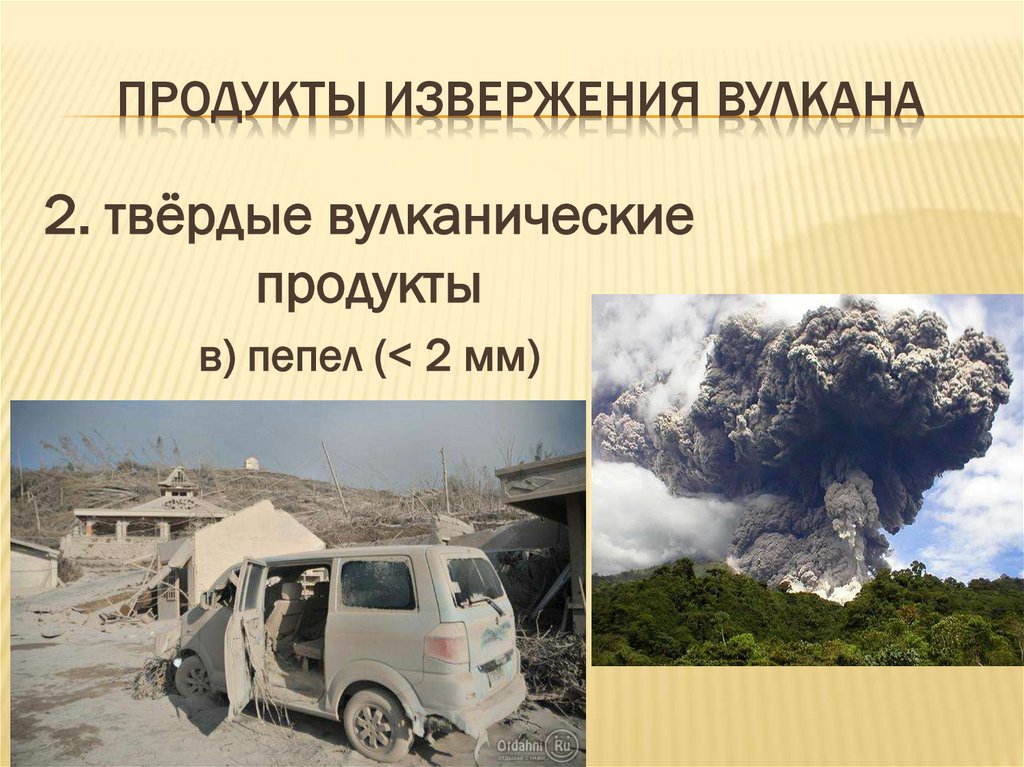 Продукты извержения вулкана