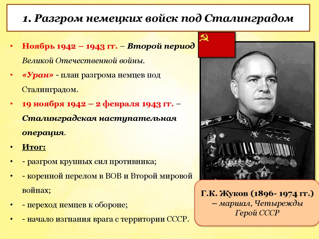 1. Разгром немецких войск под Сталинградом