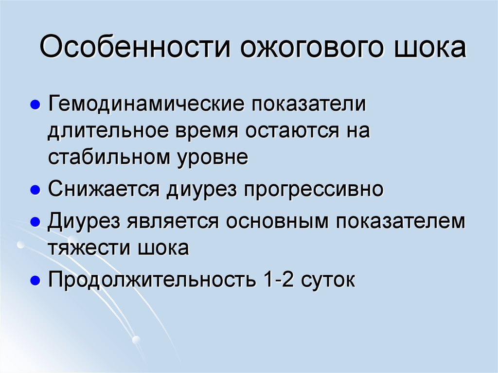 Особенности ожогового шока