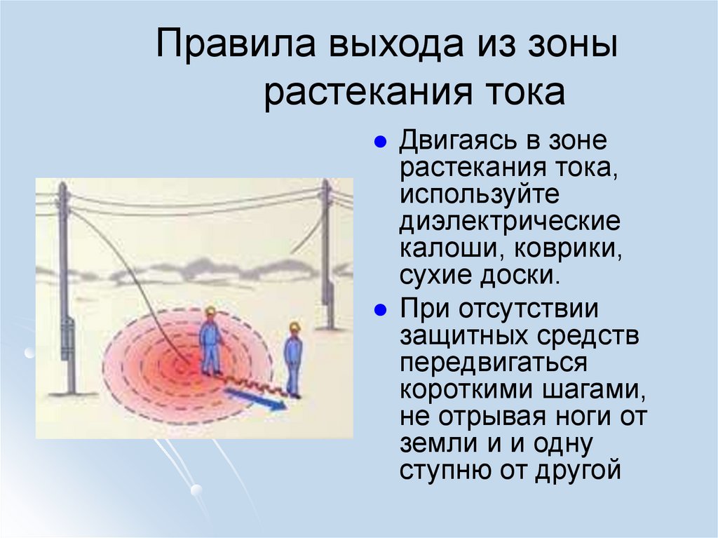 Правила выхода из зоны растекания тока