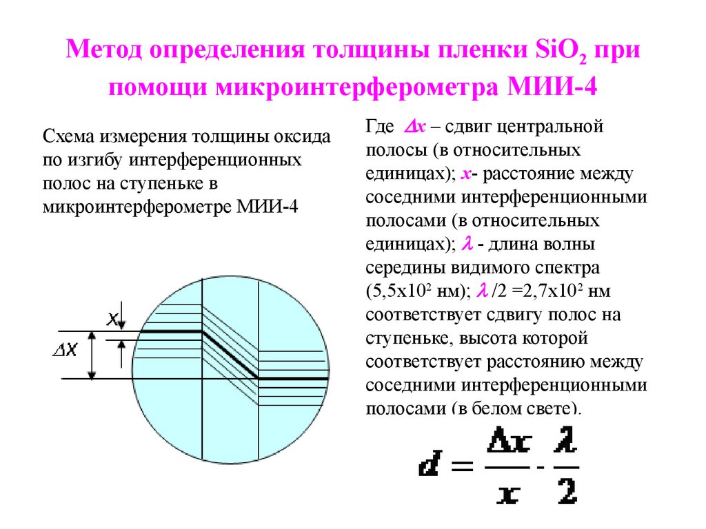 Метод определения толщины пленки SiO2 при помощи микроинтерферометра МИИ-4