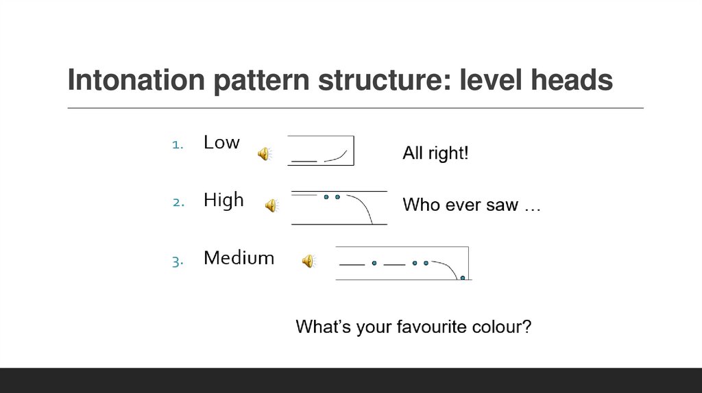 Intonation pattern structure: level heads