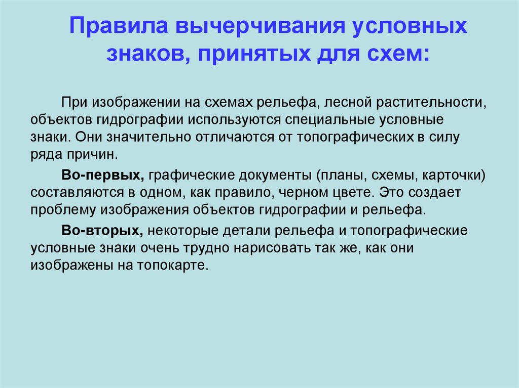 Правила вычерчивания условных знаков, принятых для схем: