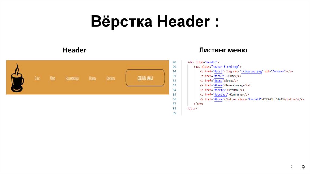 Вёрстка Header :