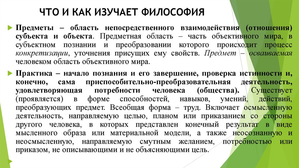 ЧТО И КАК ИЗУЧАЕТ ФИЛОСОФИЯ