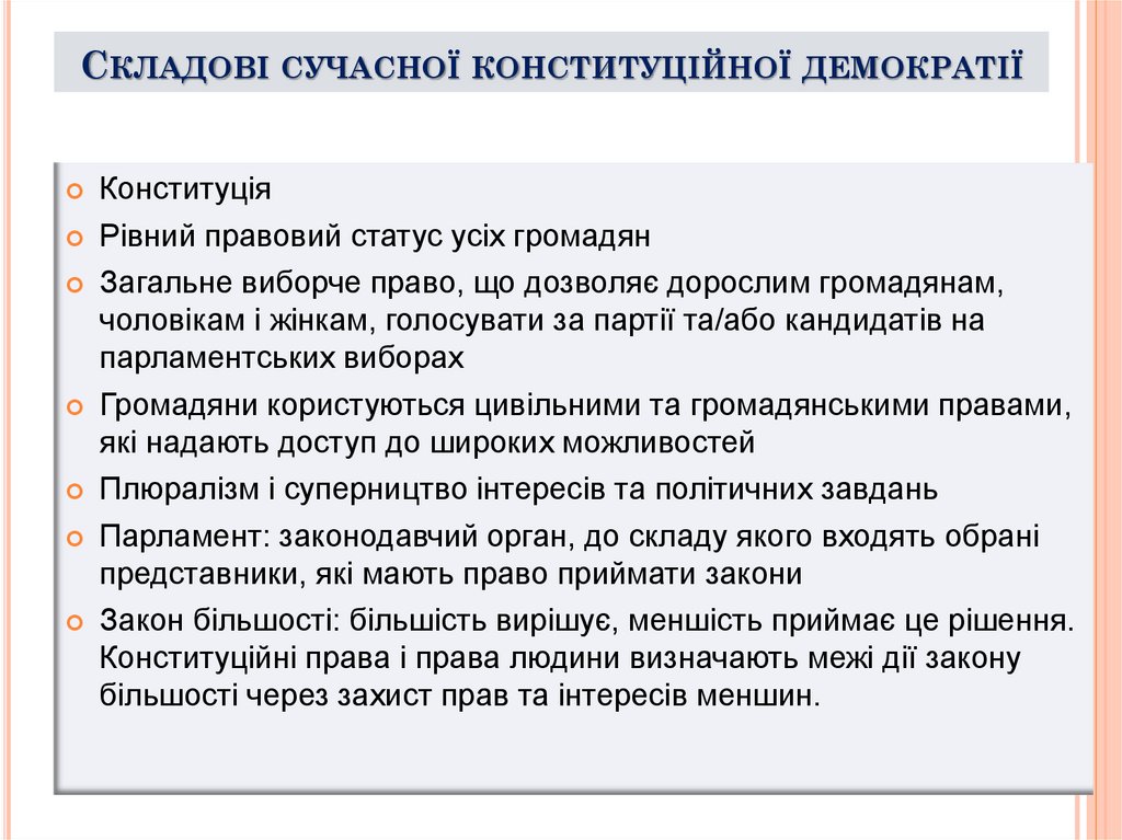 Складові сучасної конституційної демократії