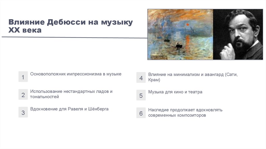 Влияние Дебюсси на музыку XX века