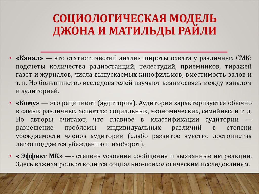 СОЦИОЛОГИЧЕСКАЯ МОДЕЛЬ ДЖОНА И МАТИЛЬДЫ РАЙЛИ