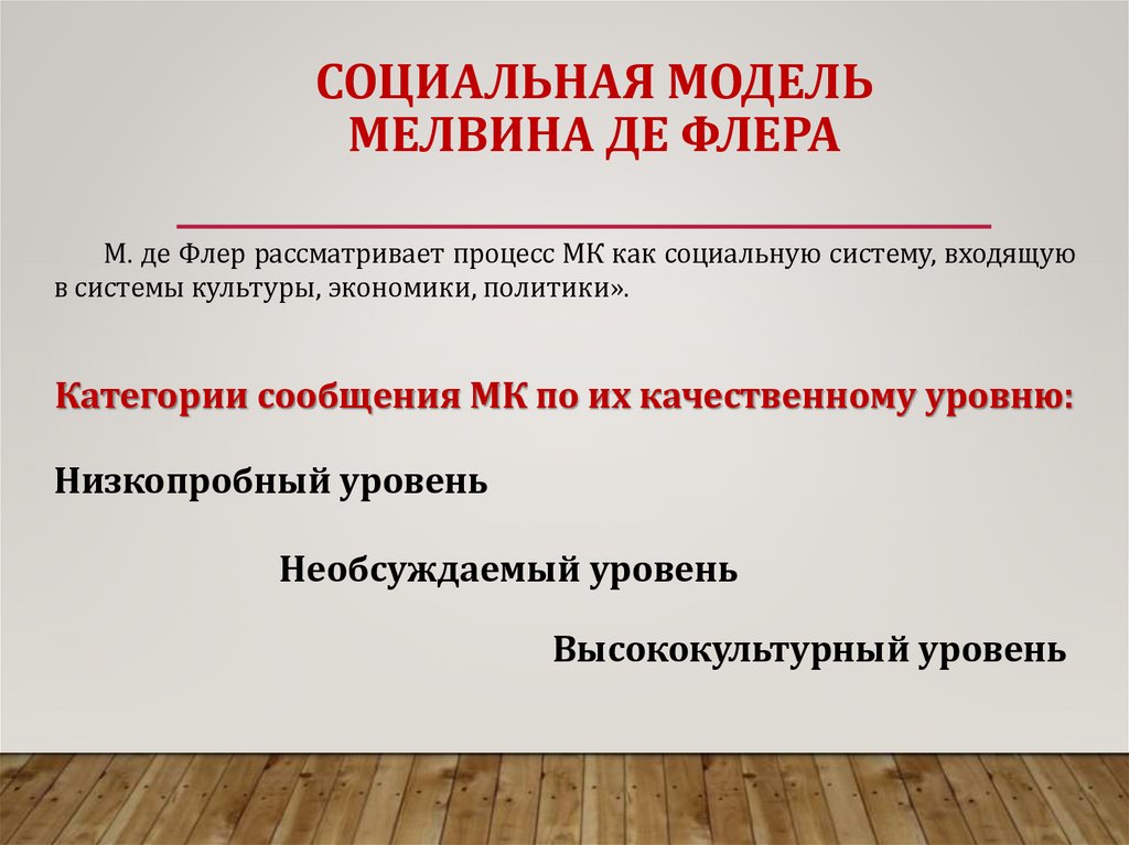 СОЦИАЛЬНАЯ МОДЕЛЬ МЕЛВИНА ДЕ ФЛЕРА