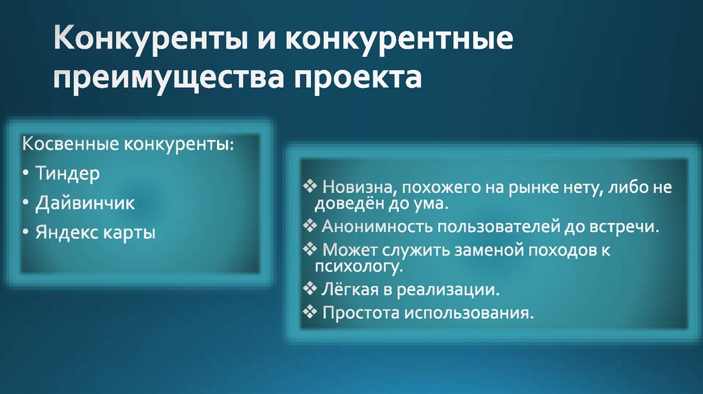 Конкуренты и конкурентные преимущества проекта