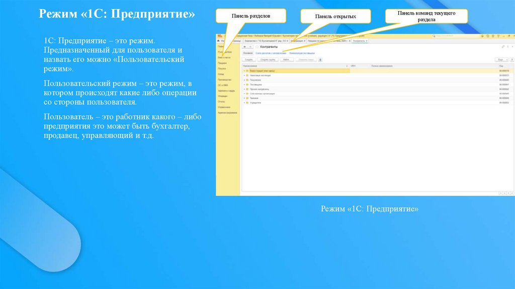 Режим «1С: Предприятие»