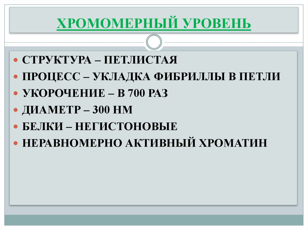 ХРОМОМЕРНЫЙ УРОВЕНЬ