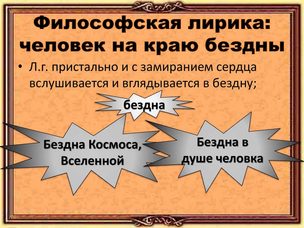 Философская лирика: человек на краю бездны