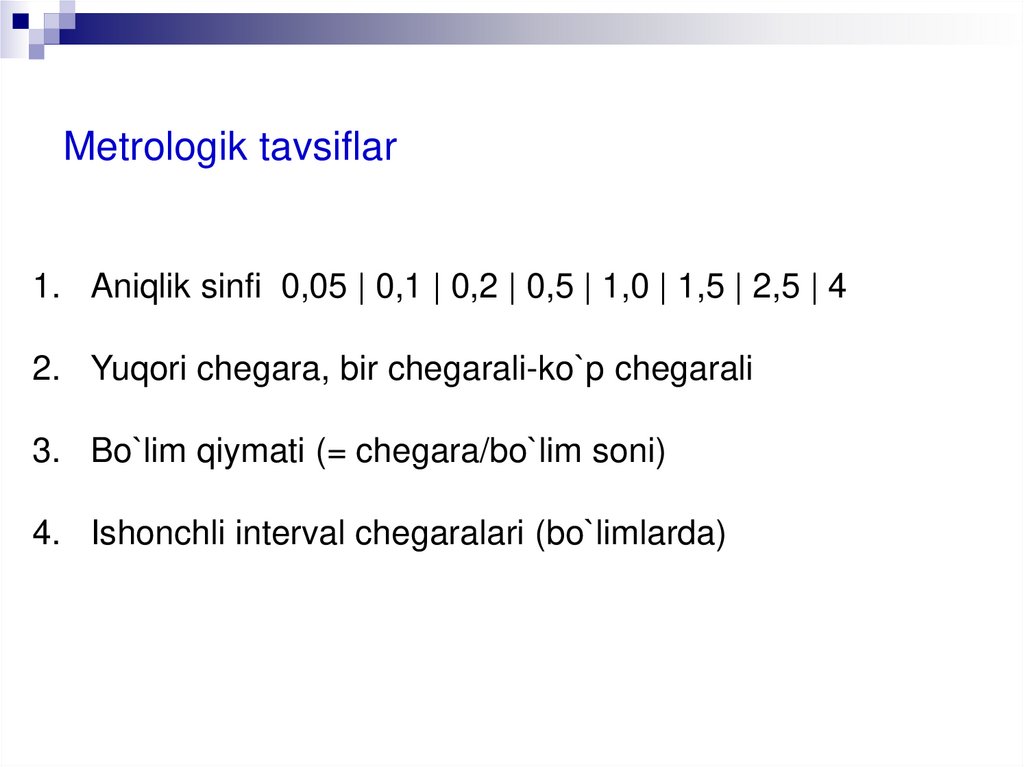 Metrologik tavsiflar