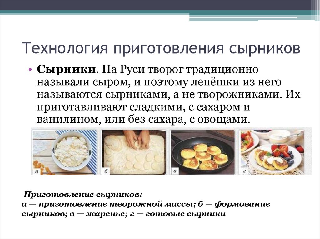 Технология приготовления сырников