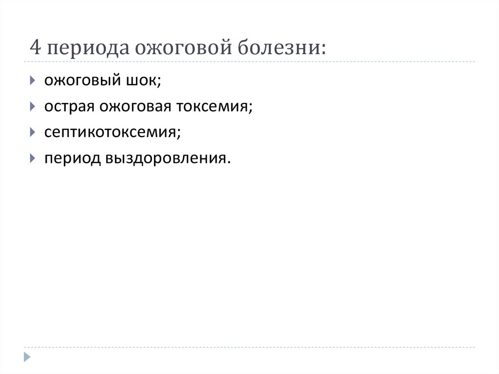 4 периода ожоговой болезни: