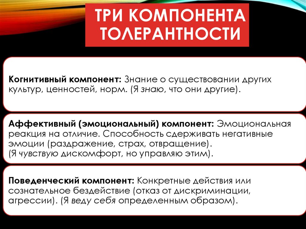 Три компонента толерантности 