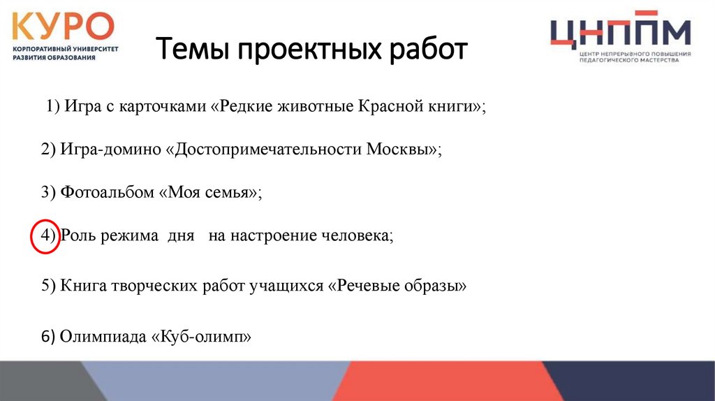 Темы проектных работ