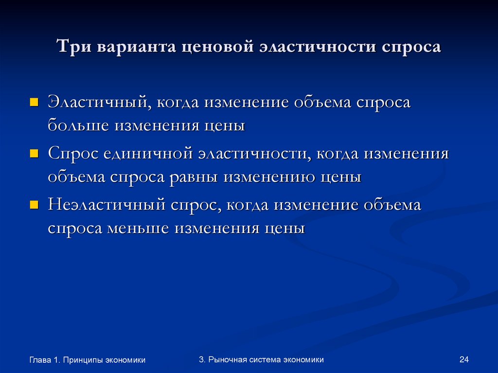Три варианта ценовой эластичности спроса