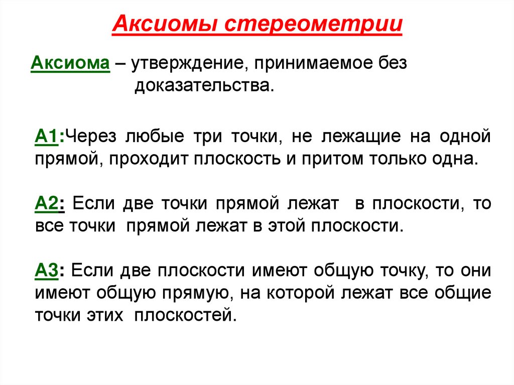 Аксиомы стереометрии