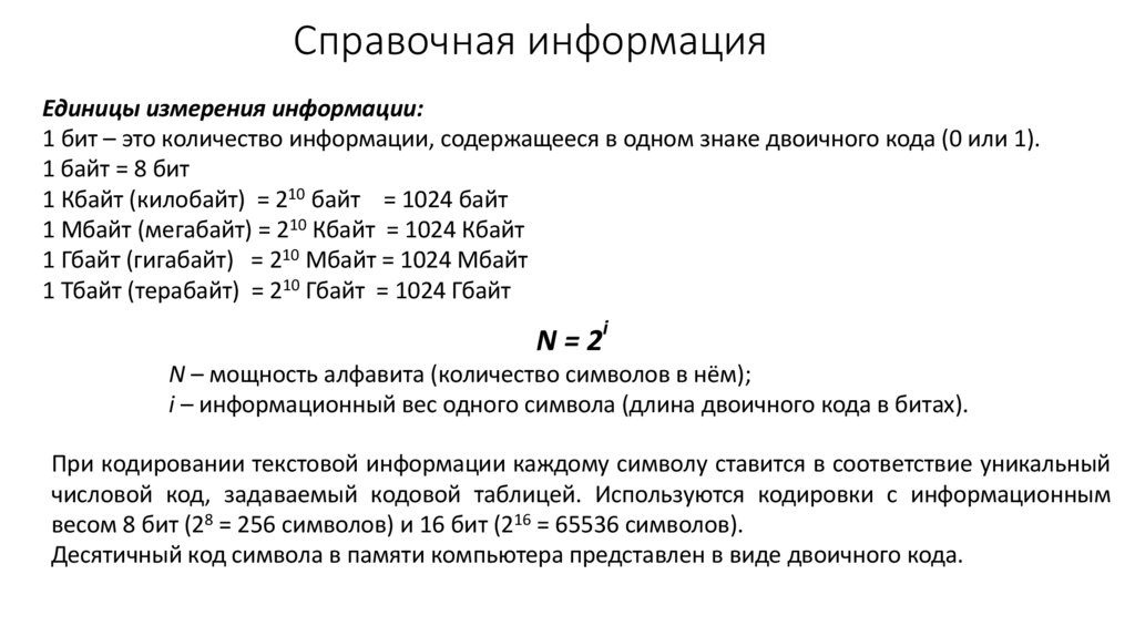 Справочная информация