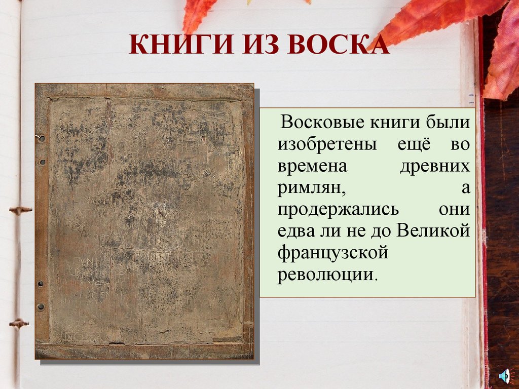 КНИГИ ИЗ ВОСКА