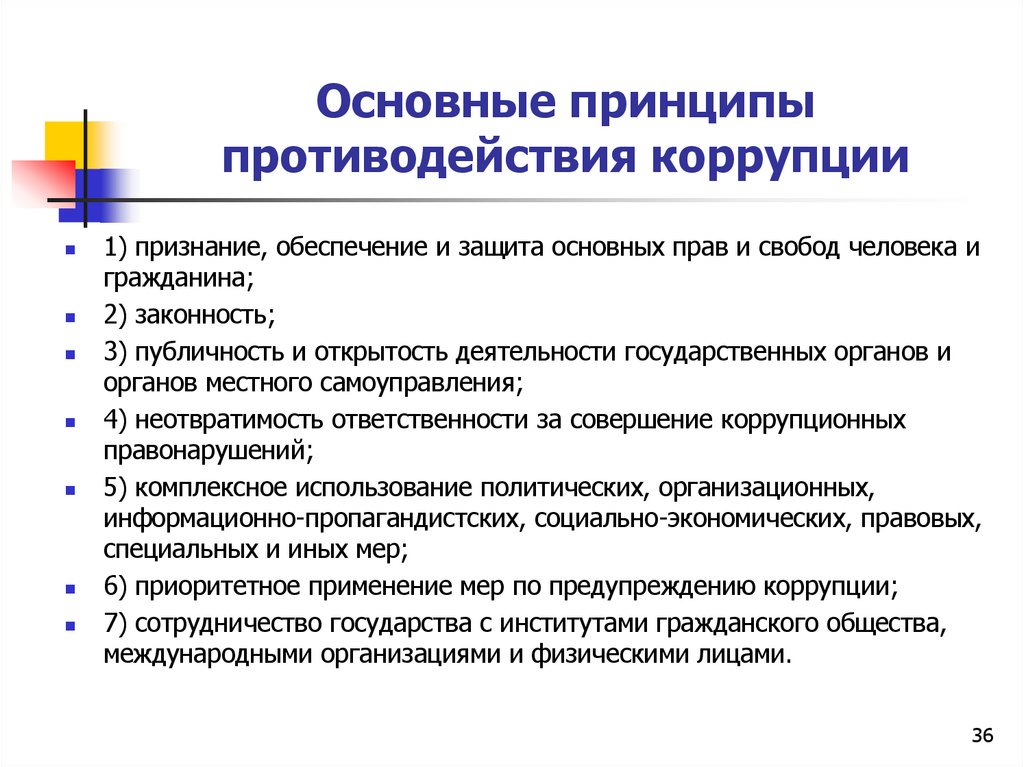 Основные принципы противодействия коррупции