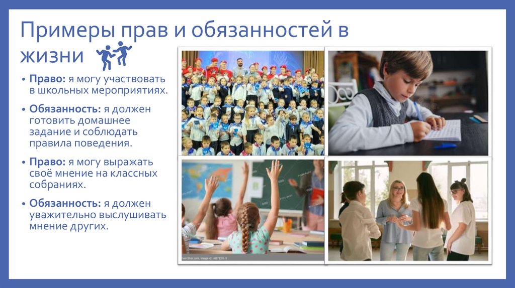 Примеры прав и обязанностей в жизни
