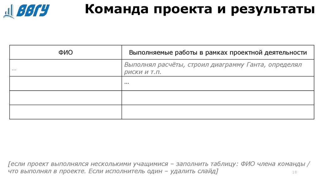 Команда проекта и результаты