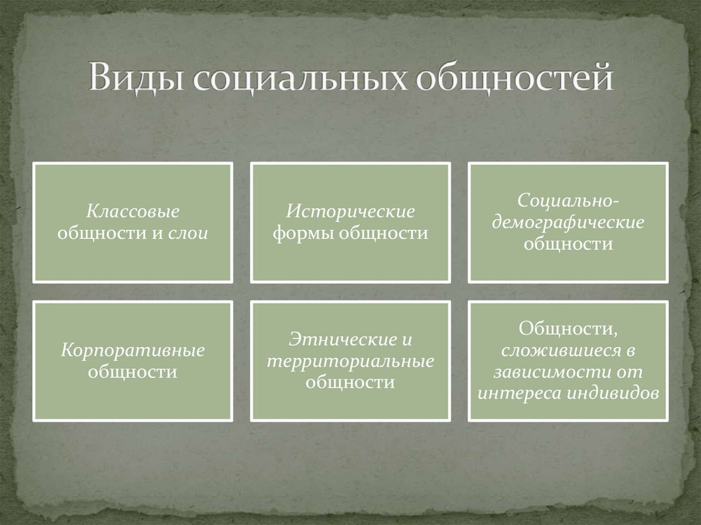 Виды социальных общностей