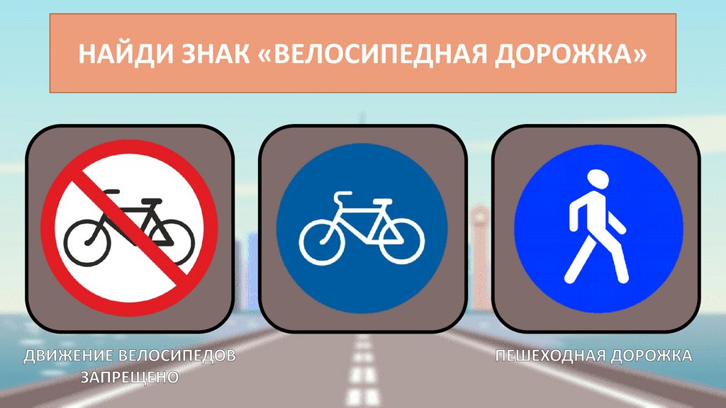 НАЙДИ ЗНАК «ВЕЛОСИПЕДНАЯ ДОРОЖКА»