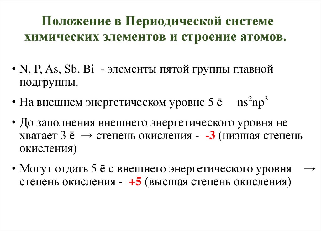 Положение в Периодической системе химических элементов и строение атомов.