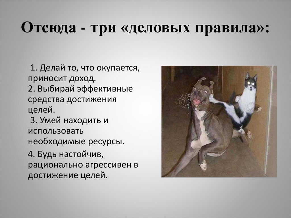 Отсюда - три «деловых правила»: