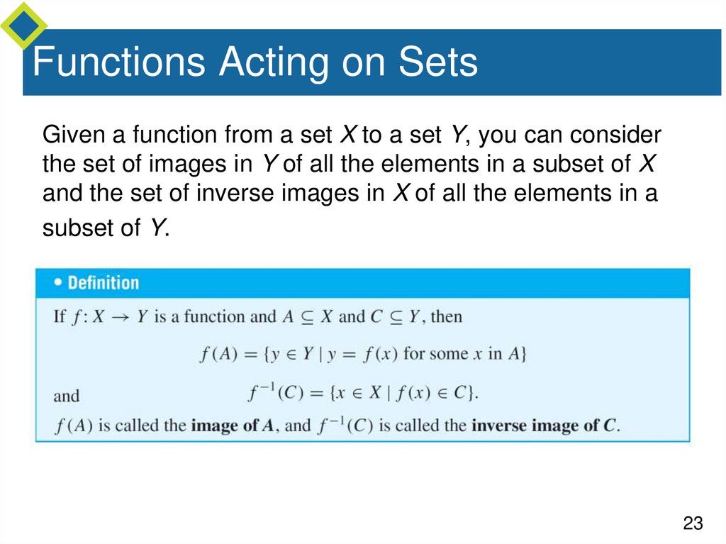 Functions Acting on Sets