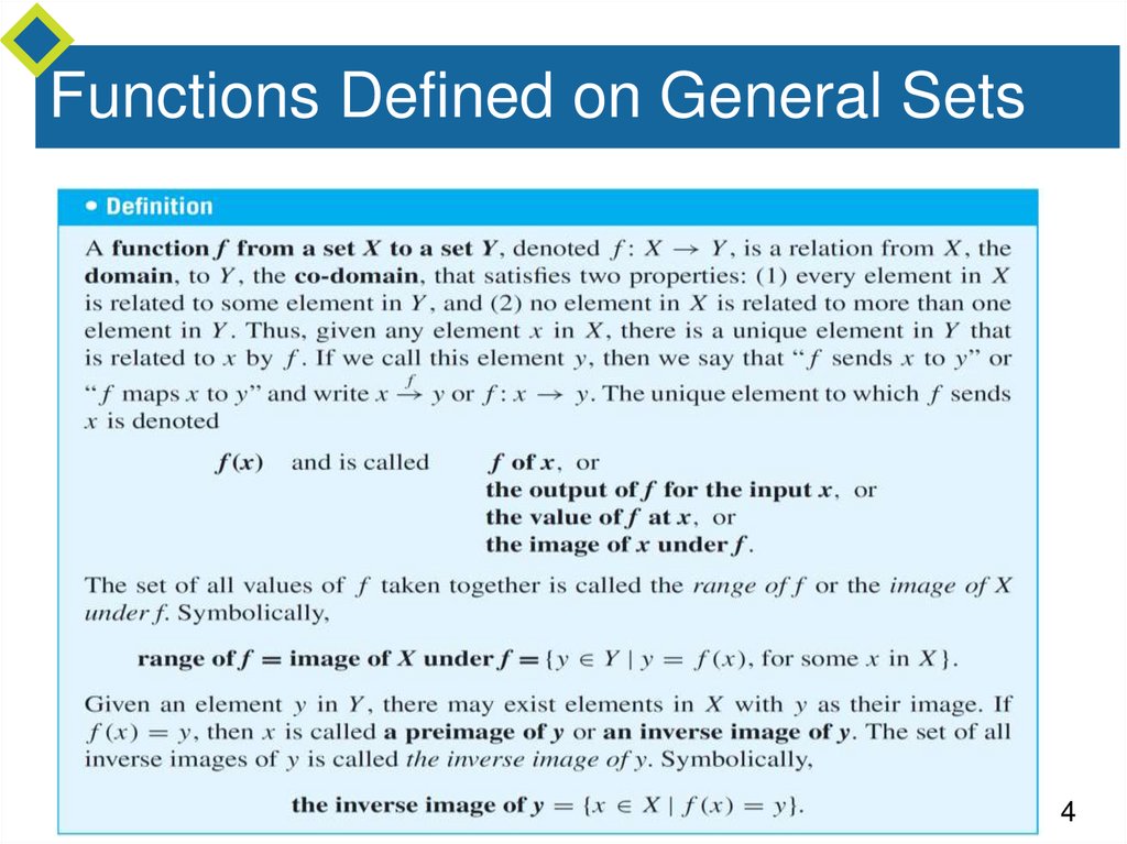 Functions Defined on General Sets