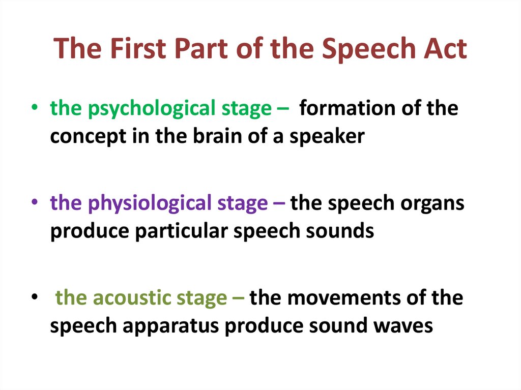 The First Part of the Speech Act