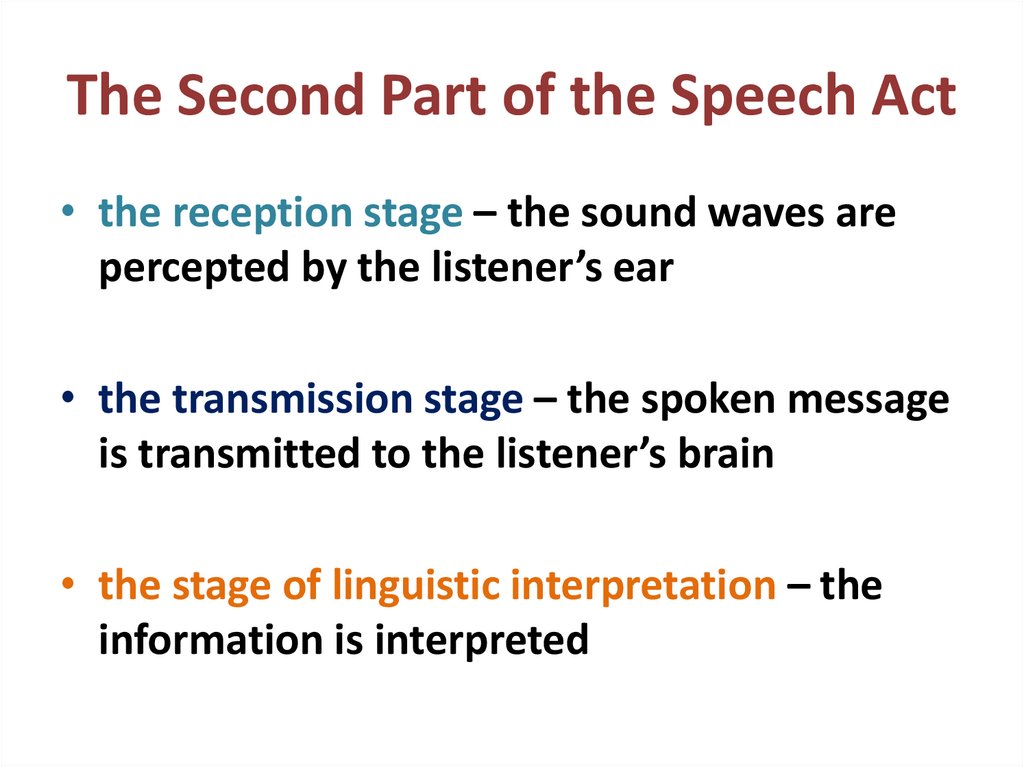 The Second Part of the Speech Act