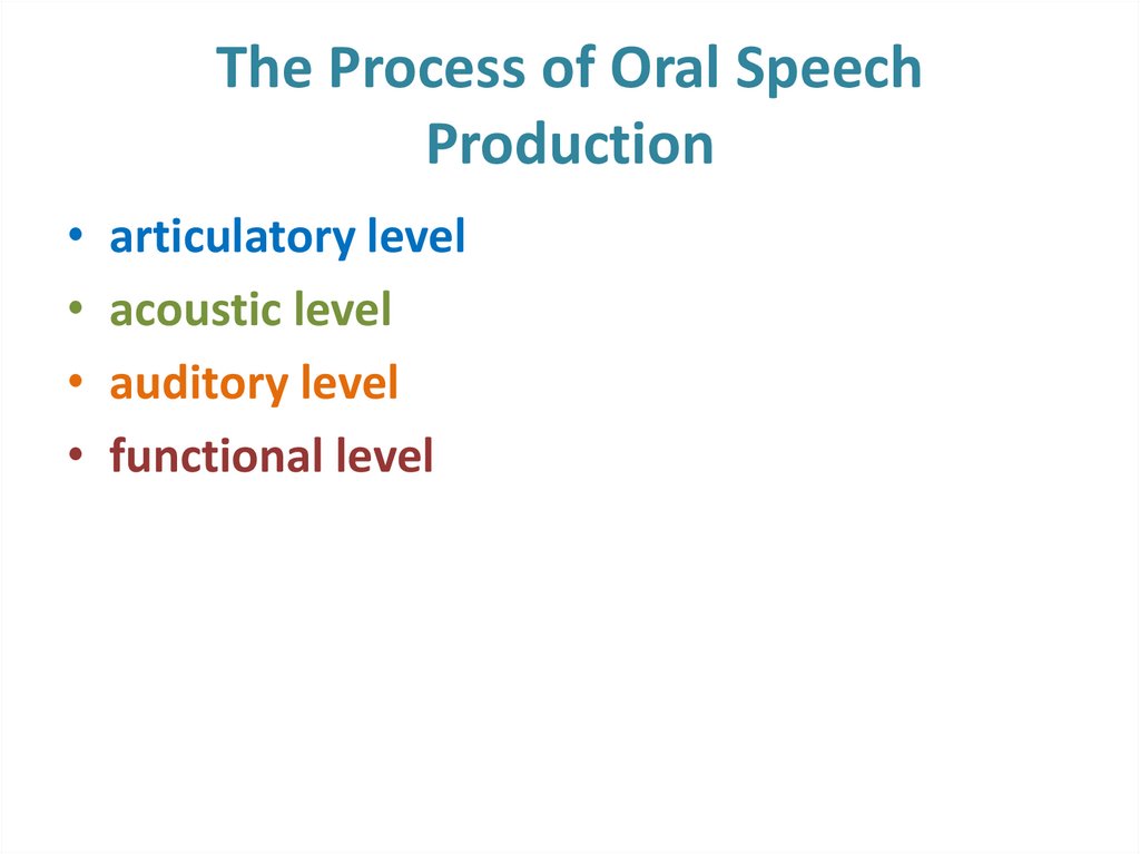 The Process of Oral Speech Production
