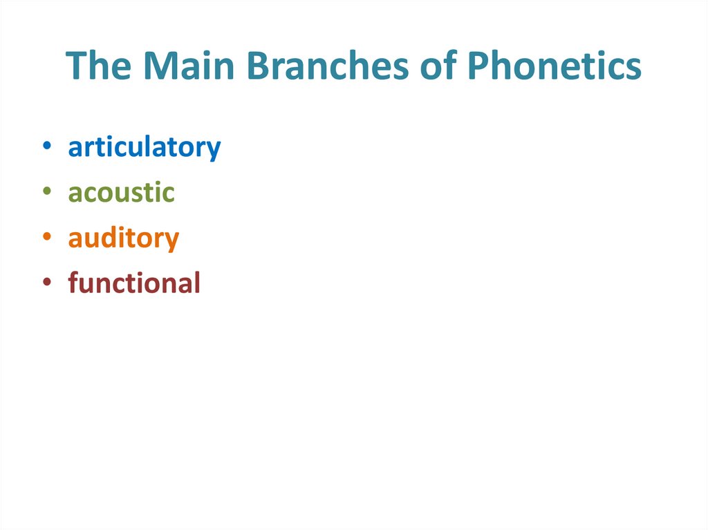 The Main Branches of Phonetics