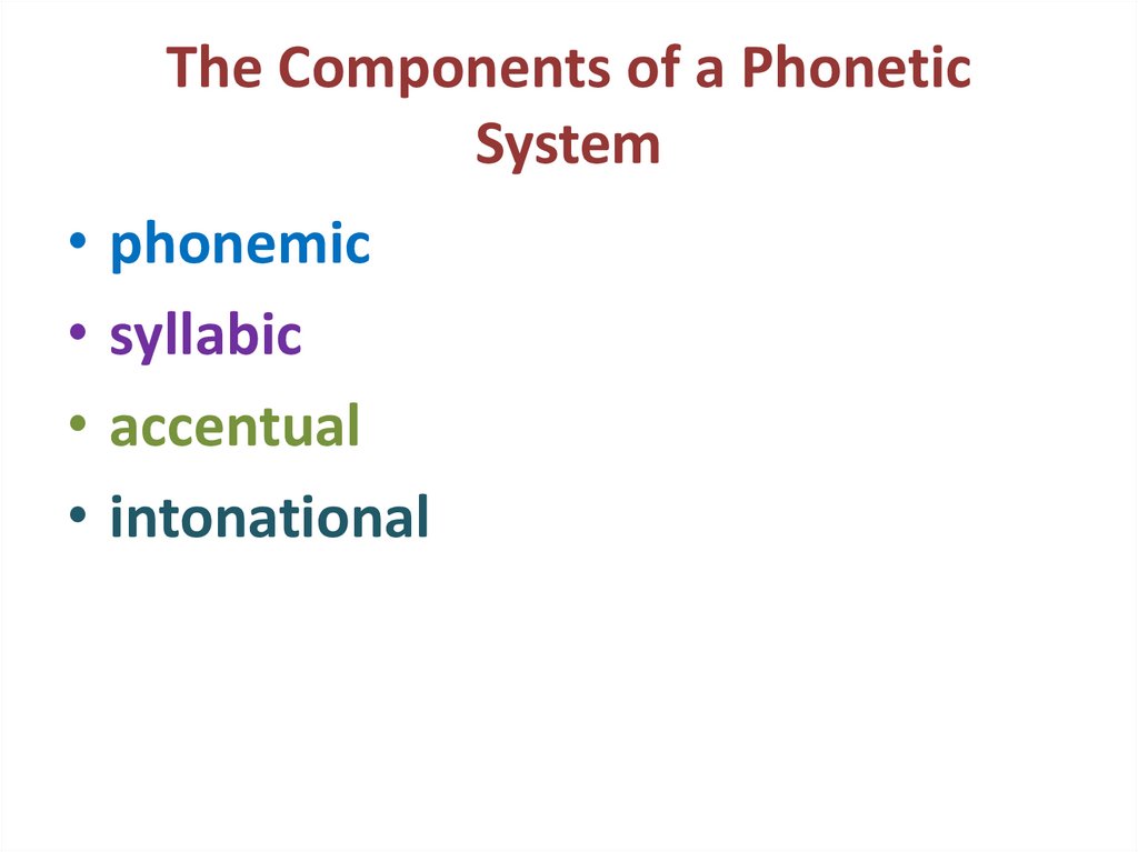 The Components of a Phonetic System
