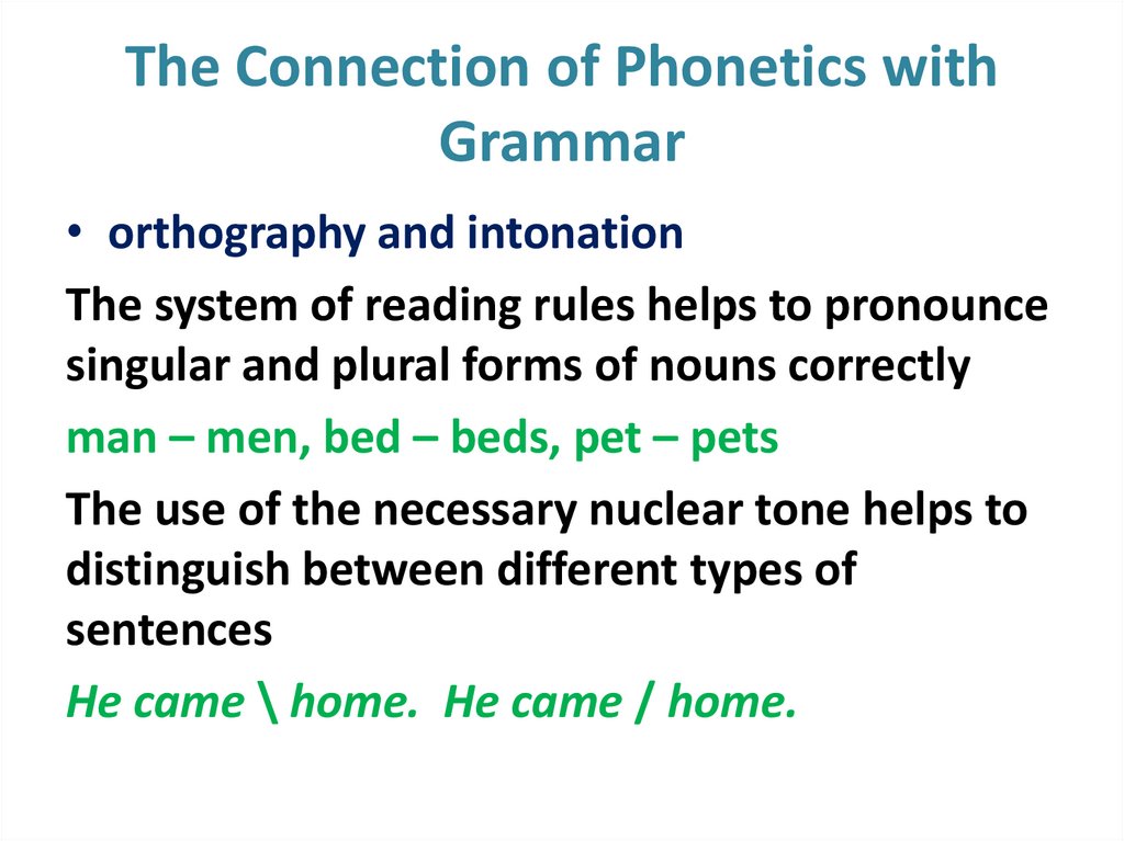 The Connection of Phonetics with Grammar