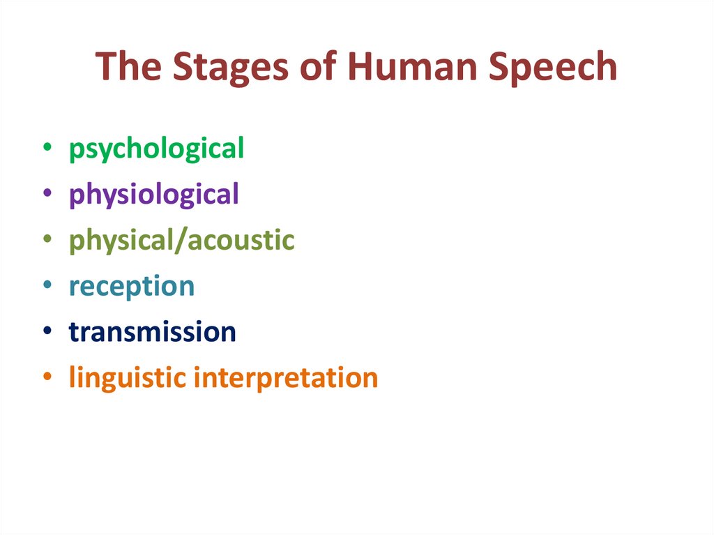 The Stages of Human Speech
