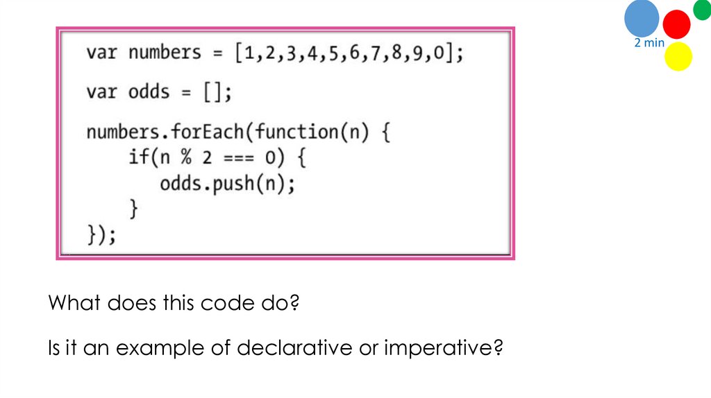 What does this code do? Is it an example of declarative or imperative?