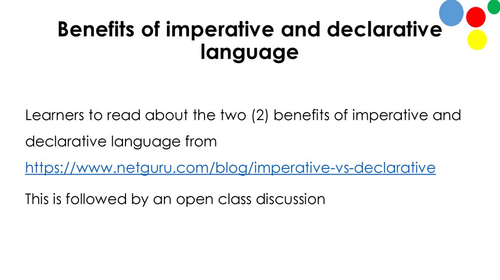 Benefits of imperative and declarative language