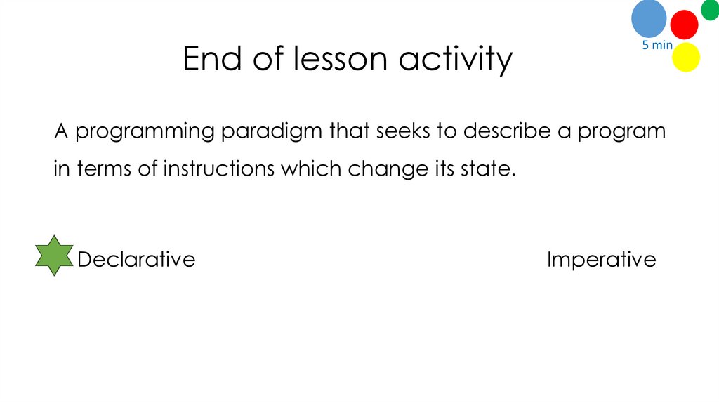 End of lesson activity
