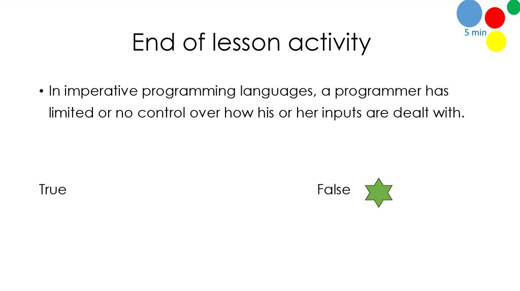 End of lesson activity