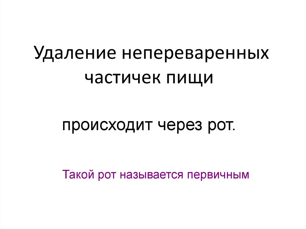 Удаление непереваренных частичек пищи